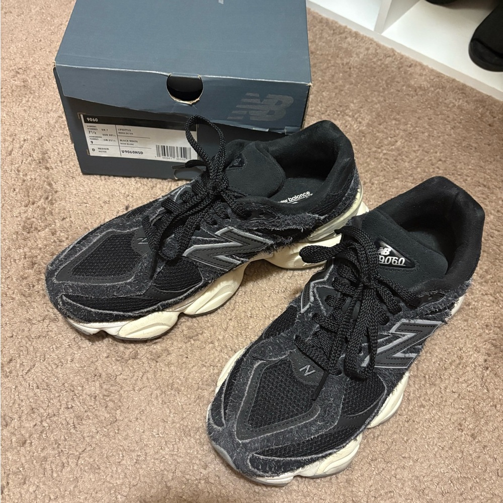 New Balance 9060 Black and White Athletic Shoes